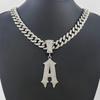 TEMU - Nuevo collar de hip-hop cubano con colgante único de aleación con incrustaciones de diamantes y 26 letras en inglés para hombre