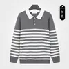 Suéter de punto a rayas con cuello alto para hombre de otoño e invierno, estilo old money, business casual, manga larga, lujo ligero, alta gama, moda masculina retro