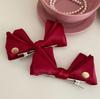 Horquilla con lazo de satén tridimensional con pequeña fragancia de estilo coreano para otoño e invierno, flequillo con clip lateral de nicho dulce, venta al por mayor