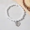 Estilo Coreano Moda Simple Elegante Perla de Imitación Plata Corazón Colgante Collar Pulsera conjunto Para todo
