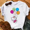 Hello Kitty 2025 Nuevo Cómic Ropa Y2K Anime Japonés Camiseta de Algodón para Mujer Verano Deportes al Aire Libre