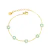 Pulseira Cruzada Europeia e Americana Flor de Sete Pétalas Estilo Ins Fresca e Doce Acessório de Mão Floral Pulseira de Aço Inoxidável Banhada a Ouro 18K