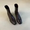 Botines Chuyuji retro de tacón bajo y ajustados con aumento interno de altura, punta cuadrada, botines elásticos adelgazantes para mujer, versátiles para ir al trabajo, botines cortos elegantes