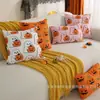 Funda de Almohada de Felpa Acolchada Calabaza Fantasma Transfronteriza Serie de Halloween Funda de Cojín para Sofá de Sala Decoración de Fiesta Navideña