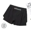 Pantalones cortos de running para hombre de dos piezas simuladas con forro, secado rápido, transpirables, anti-exposición, adecuados para correr, fitness y uso casual, alta elasticidad, largo de tres cuartos