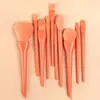 Color caramelo 10 brochas de maquillaje traje para principiantes mango de cepillo integrado cerdas suaves brocha suelta brocha para sombra de ojos brocha para base