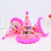 Sombrero de cumpleaños con bola esponjosa al por mayor de fábrica, suministros para fiestas de bebés y adultos, sombrero de pastel de cumpleaños de 20 cm