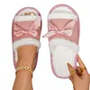 Zapatillas de Felpa Transfronterizas Nuevas Dulces con Lazo de Algodón para el Hogar Suela Gruesa Antideslizante Calientes de Piel para Interiores Venta al por Mayor
