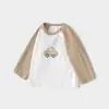 Camiseta Bebê Primavera e Outono Infantil Fina Manga Longa Roupas de Outono Para Meninos e Meninas de Um Ano Casual Passeio Bebê Top