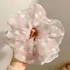 Goma para el pelo floral estilo coreano de principios de primavera con lazo para mujer, Accesorio para moño grande, Cuerda para el pelo de lunares de doble capa