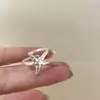 Anillo de Estrella de Mar Estilo Resort Costero Plata de Ley S925 para Mujer Nicho Lujo Accesible Versátil Anillo para Dedo Índice de Gama Alta Producto Nuevo Venta al por Mayor