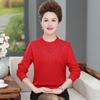 Suéter de lana de color sólido para otoño e invierno para personas de mediana edad y ancianos, suéter de mujer para madre de mediana edad, camisa básica de punto de talla grande