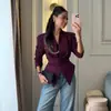 Moda feminina europeia e americana transfronteiriça no AliExpress: blazer curto estiloso e elegante com design plissado, cinto para acinturar e barra irregular