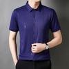 Camisa Masculina de Verão de Manga Curta com Lapela Estampada, Camisa Fina de Meia Manga para Homens de Meia Idade, Business Casual, Cavalheiro de Negócios