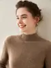 Estilo Nuevo Otoño e Invierno Cuello Medio Alto Cachemir para Mujer Color Sólido Base Básica Suéter de Punto Cálido de Cachemir Manga Larga