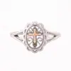 Anillo de Encaje Hueco Tridimensional con Forma de Cruz Blanco K+ Oro Rosa de Venta Caliente Transfronterizo para Mujeres, Anillo de Estilo Retro Versátil Personalizado