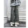 Algodão Pesado Impermeável Costura Roupas de Exterior Quentes Calças Casuais de Lã de Cordeiro para Homens e Mulheres Acolchoado Malha Diamante Calças de Algodão à Prova de Vento