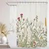 Cortina de Ducha Transfronteriza Patrón Floral de Diente de León Mariposa Impresión Digital Impermeable y Antimoho para Baño Inodoro Cortina Divisoria