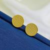 Brincos Redondos Simples de Aço Titânio com Caractere da Sorte Estilo Chinês Brincos Livres para Dormir Brincos Dourados Sem Desbotamento Femininos