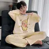 Pijama Infantil para Meninos, Primavera e Outono, Algodão Puro, Manga Longa, para Crianças Médias e Mais Velhas, Desenho Animado, Menino Bonito, Adolescente, Roupa de Casa, Solto