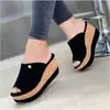 Sitio Independiente de Amazon Aliexpress Verano 2026 Nuevos Zapatos de Mujer Transfronterizos de Comercio Exterior Europeos y Americanos con Tacón de Cuña Chanclas de Suela Gruesa para Mujer