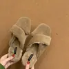 Nuevas Pantuflas Planas de Piel Estilo Coreano Otoño/Invierno 2026 para Mujer, Pantuflas Semi-cerradas Elegantes para Exteriores de Otoño