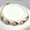 Nuevo brazalete de esmalte con anillo circular hueco estilo chino con flores pequeñas, esmalte multicolor, cadenas florales y de hojas adornadas con diamantes, venta al por mayor desde la fábrica original
