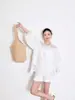 Nanyou Qualidade 2026 Primavera Novo Top Renda Vazado para Mulheres, Estilo Francês Solto Manga Lanterna Estilo Elegante Gentil Camisa