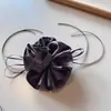 Fita de Seda Cetim Flor Grande Elegante Dongdaemun Estilo Coreano Laço para Cabelo em Forma de Alça de Intestino Grosso Laço para Cabelo Amarrado em Coque Baixo de Alta Qualidade