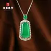 Colar de Calcedônia Rosa Tipo Gelo Natural com Pingente Colorido de Jade Banhado a Prata, Corrente para Clavícula, Estilo Chinês Novo Versátil Presente