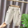 Pantalones Cortos Cargo de Verano para Niños Pantalones Casuales Finos a la Rodilla para Niños Pantalones Cortos de Dibujos Animados con Bolsillos para Niños Pequeños