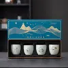 Taza de té de cerámica Taza de Maestro de Té imagen de conejo año animal Juego de Té Kung Fu regalo de Año Nuevo caja de regalo de mascota