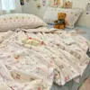 Novo Edredom de Verão Classe A com Bordado de Conchas, Estilo Fair Isle, Edredom de Verão em Algodão Fofo, Edredom para Ar Condicionado, Conjunto de Edredom para Cama de Casal de Quatro Peças