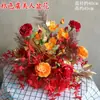 Boda Rojo Pasillo Ceremonia Salón Flor Bola de Flores Columna de Flores Soporte Fondo Arreglo Floral de Bienvenida Coche Entrega Casa Ceremonia de Entrega