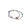 Pulseiras Empilhadas de Ágata Branca Natural com Círculos Duplos, Pulseiras Populares de Design Nicho Estilo Chinês para Mulheres, Joias Mais Vendidas de Feira Noturna