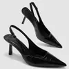 Zapatos de Tacón Alto de Diseño Popular de Celebridad de Internet de Comercio Exterior, Nuevos Zapatos de Moda de Verano con Corte Bajo y Espalda Descubierta que Hacen que las Piernas Se Vean Más Largas para Mujeres