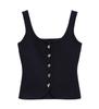 Verano para Mujer Color Sólido Punto Plano Ajustado Estilo Corsé Pecho Sencillo Cuello Redondo Tirantes Chaleco Nuevo Top Transfronterizo Europeo y Americano