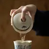 Tazón de Tapa de Cerámica Hecho a Mano Glaseado de Soda Mi Yan Poesía Tapa de Tres Talentos Tazón de Té Grande para el Hogar Película de Apertura Puede Criar Kung Fu