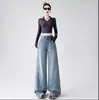 Jeans retro de cintura alta e perna larga 2026 para mulheres, soltos e modeladores, calças casuais retas compridas, estilo fino de verão