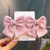 Presilha de cabelo de laço xadrez para a parte de trás da cabeça, presilha de cabelo lateral para meninas, acessório de cabelo de princesa para crianças, presilha de cabelo para meninas
