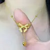 Estilo Coreano Princesa Fugitiva Moda Versátil Collar con Lazo Corazón Borla Joyería de Alta Gama para Mujer Celebridad de Internet Lujo Ligero Tendencia