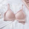 Sujetador push-up fino con borde de pétalos ondulados y tiras de gelatina sin marcas para mujer, talla grande, sin aro de acero