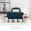 Conjunto de Chá de Viagem Portátil Estilo Camping ao Ar Livre Equipamento para Preparar Chá de Viagem Acompanha Copo Rápido Um Bule Três Xícaras