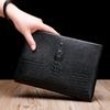Bolsa clutch masculina de couro macio estilo 2023, bolsa envelope com fecho, bolsa masculina portátil com estampa de crocodilo, combina com tudo, grande capacidade, moderna