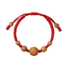 Pulsera de Cuerda Roja con Núcleo de Durazno del Año del Zodiaco para Hombres y Mujeres, Bebé, Infantil, Pulsera Protectora Anti-Susto y Calmante, Pulsera de Madera de Durazno para Mujeres Embarazadas