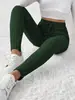 Calça Elegante Feminina de Corte Reto Slim Fit com Cintura Elástica - Cor Sólida Outono/Inverno Casual Elegante Calças Esportivas, Lavável à Máquina