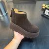 Botas Martin Versáteis e da Moda com Aumento de Altura Forradas de Lã 2025 Inverno Novo Plataforma Salto Grosso Botas de Cano Curto Femininas Fosco Pequenas