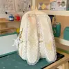 Mochila Estudiante Estilo Lolita Dulce Estilo Japonés con Ribete de Encaje de Doble Capa, Diseño de Corazón a Cuadros, Mochila Estilo Mejor Amiga