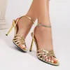 Nuevas Sandalias de Mujer de Lujo de Gama Alta para Verano 2025, con Punta Redonda, Tacón Alto y una Sola Correa, Elegantes y con Estilo