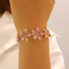 Moda Cruzada Europeia e Americana Design Tridimensional Colar e Pulseira de Conjunto com Flor de Esmalte Colorida Estilo de Férias Joias de Primavera e Verão